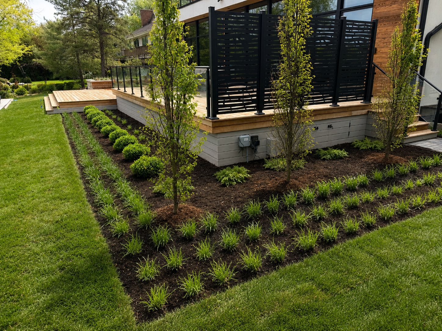 #11 VizX Design Studios, Moderm Landscape Design, Outdoor Living Space, Glenview, Naperville, IL, Hinsdale, IL - Outdoor Kitchen, Landscape Design, Deck
