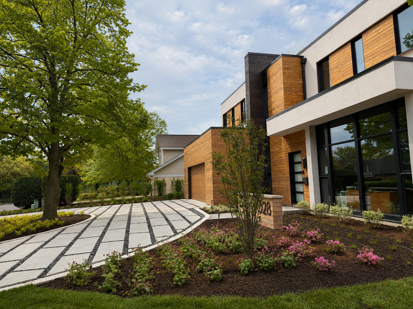#9 VizX Design Studios, Moderm Landscape Design, Outdoor Living Space, Glenview, Naperville, IL, Hinsdale, IL - Outdoor Kitchen, Landscape Design, Deck