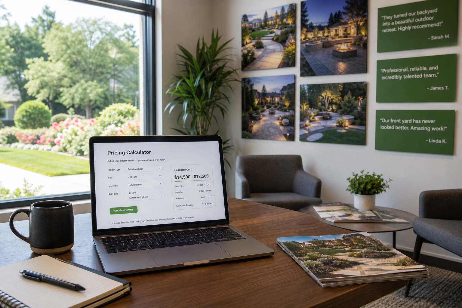 Landscape Office with Natural Light and Greenery