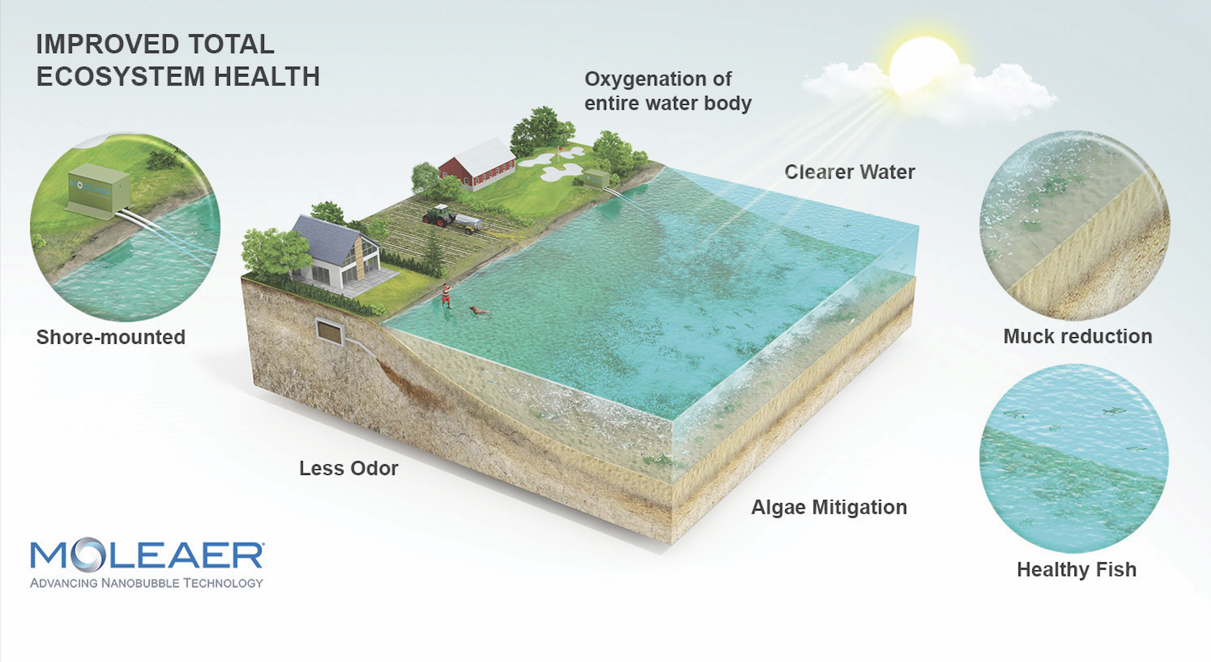 The benefits of nanobubble technology for improved lake ecosystem health.
