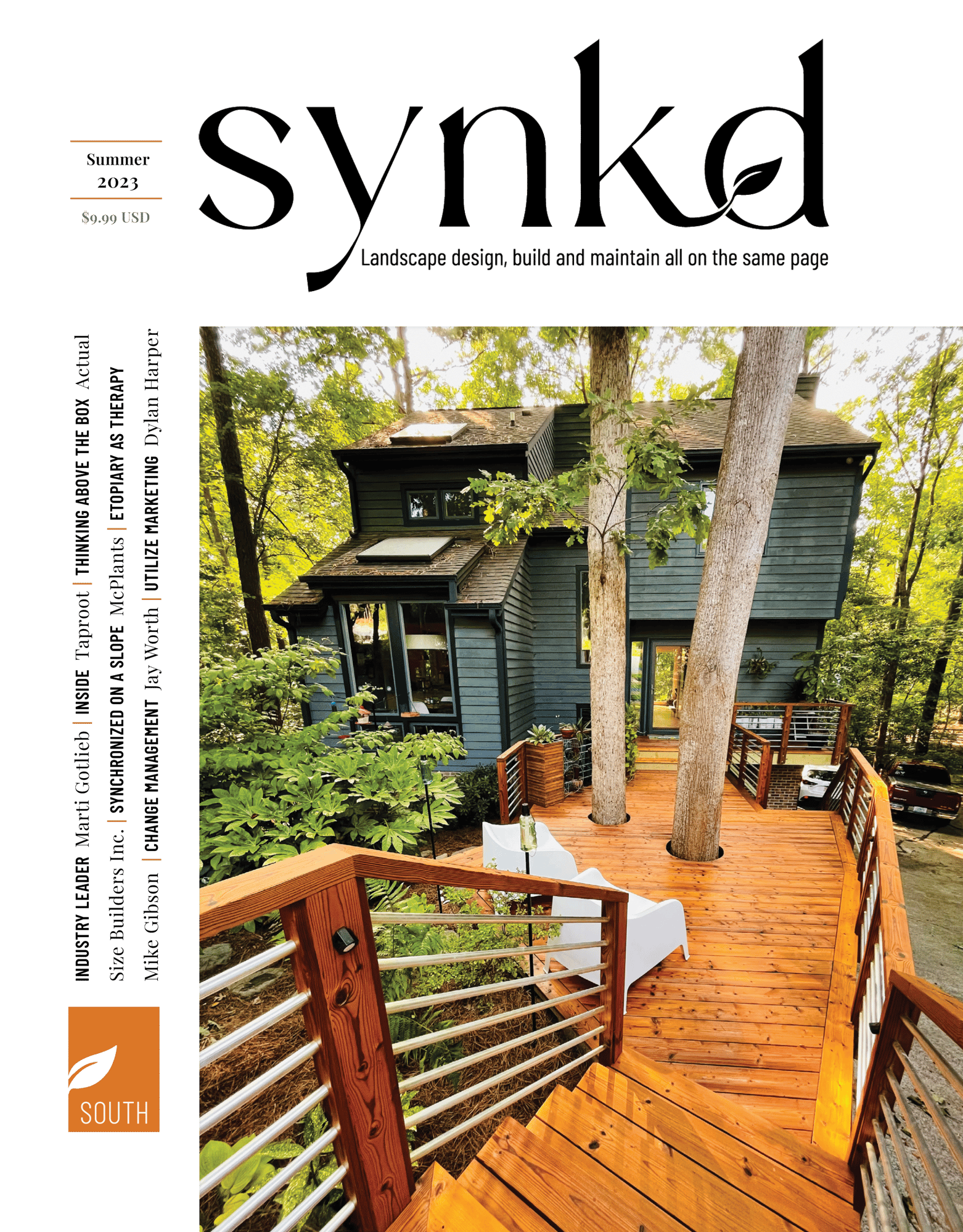 SYNKD Live Summer 2023 issue featuring Actual Size Builder's decking project with TimberTown products.