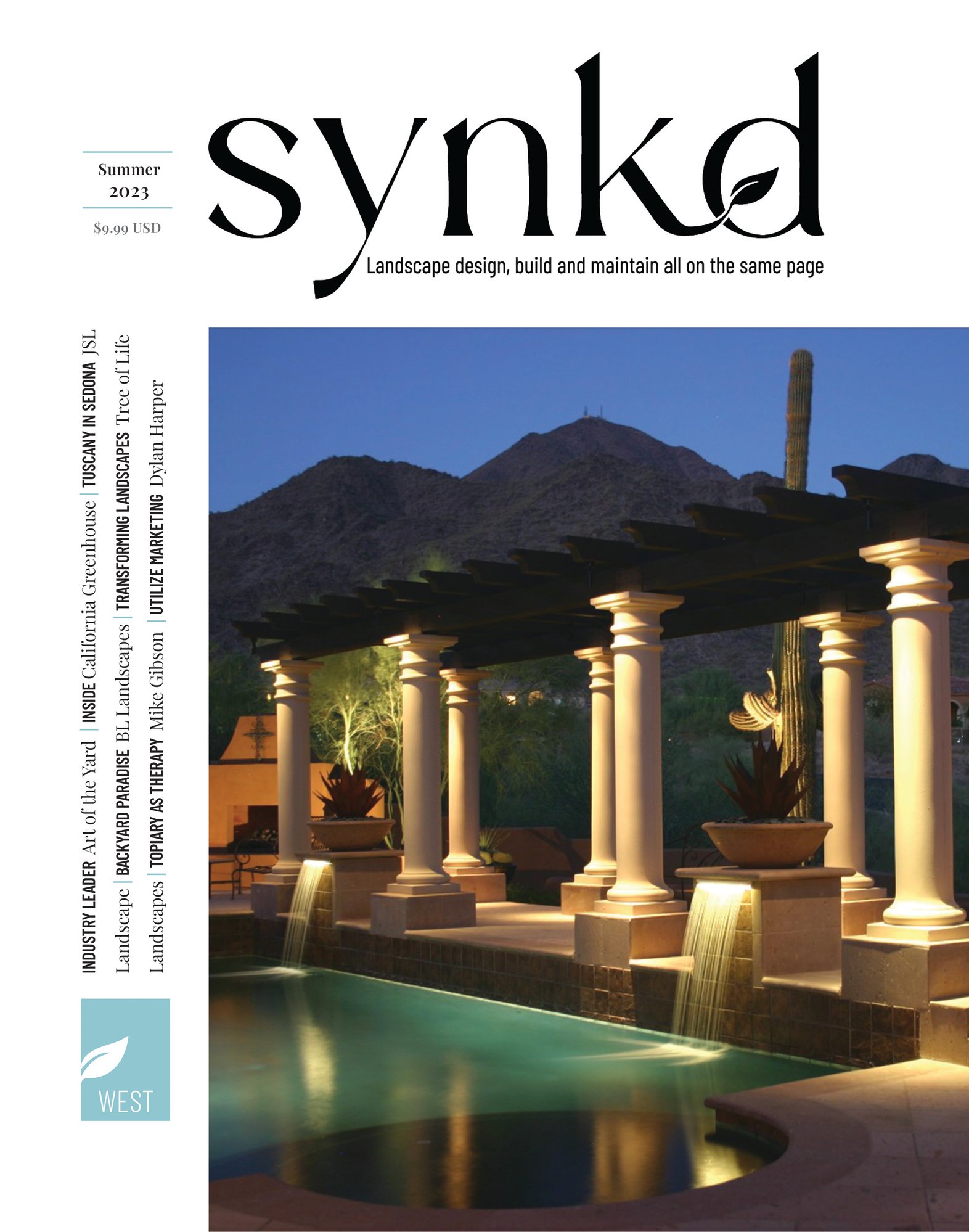 SYNKD West Summer 2023 featuring JSL Landscape's Sedona, Arizona project on the cover.