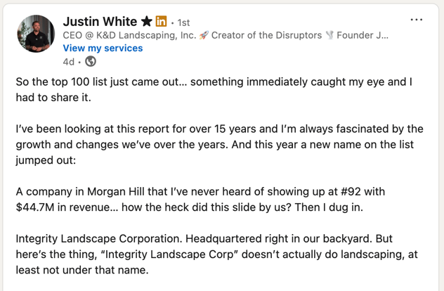 future of landscaping industry linkedin post