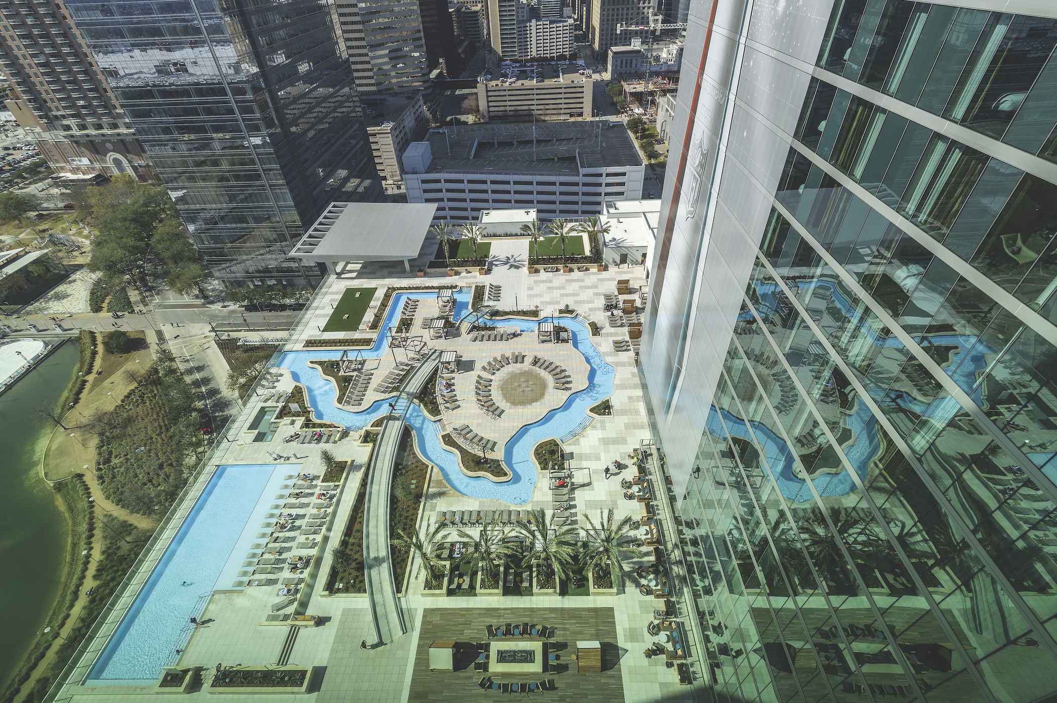 Texas shaped pool at the Marriott Marquis in Houston, Texas