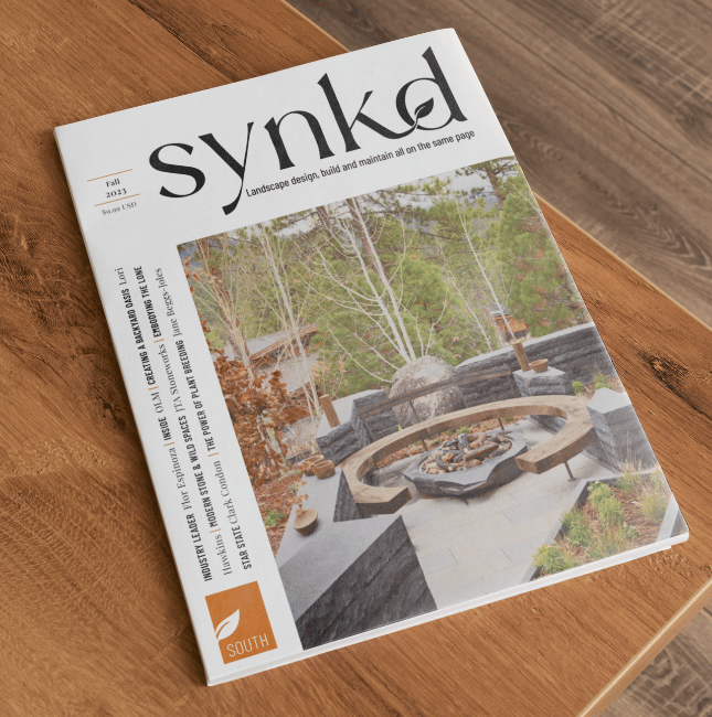 SYNKD South Fall 2023 publication featuring JTA Stoneworks' project on the front cover.